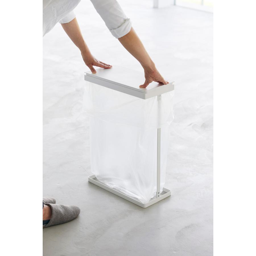 蓋付きゴミ箱 山崎実業 正規品 tower タワー スリム蓋付き分別ゴミ袋ホルダー 45L 横開き キッチンゴミ箱 分別ゴミ箱  ホワイト | tower | 06