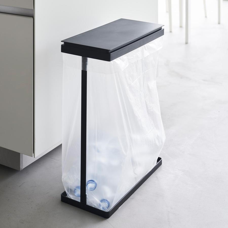 蓋付きゴミ箱 山崎実業 正規品 tower タワー スリム蓋付き分別ゴミ袋ホルダー 45L 横開き キッチンゴミ箱 分別ゴミ箱  ブラック | tower