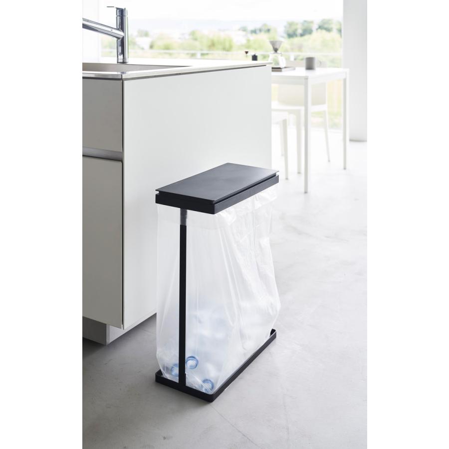 蓋付きゴミ箱 山崎実業 正規品 tower タワー スリム蓋付き分別ゴミ袋ホルダー 45L 横開き キッチンゴミ箱 分別ゴミ箱  ブラック | tower | 02