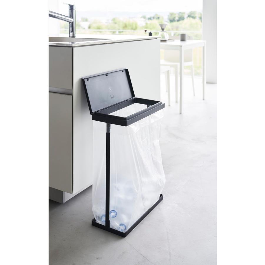 蓋付きゴミ箱 山崎実業 正規品 tower タワー スリム蓋付き分別ゴミ袋ホルダー 45L 横開き キッチンゴミ箱 分別ゴミ箱  ブラック | tower | 03