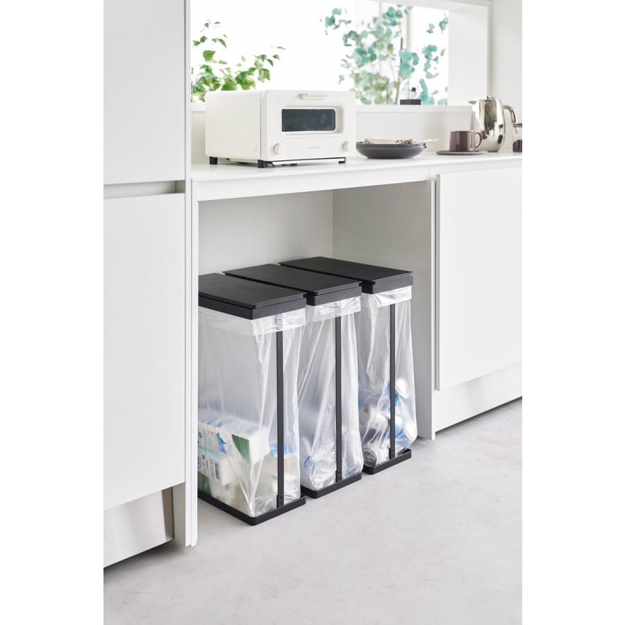 蓋付きゴミ箱 山崎実業 正規品 tower タワー スリム蓋付き分別ゴミ袋ホルダー 45L 横開き キッチンゴミ箱 分別ゴミ箱  ブラック | tower | 04