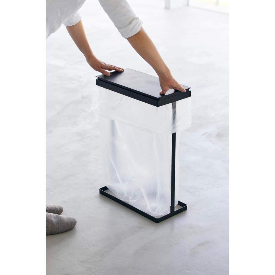 蓋付きゴミ箱 山崎実業 正規品 tower タワー スリム蓋付き分別ゴミ袋ホルダー 45L 横開き キッチンゴミ箱 分別ゴミ箱  ブラック | tower | 06