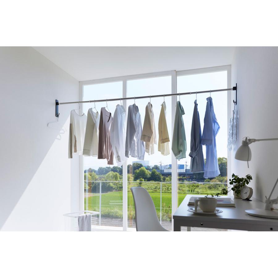 物干し竿受け 山崎実業 tower タワー 石こうボード壁対応物干し竿ホルダー 2個組 ブラック | tower | 03