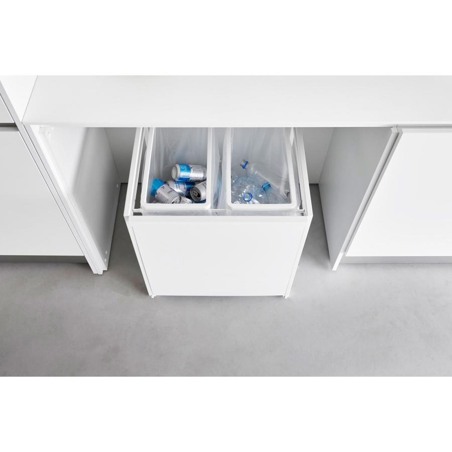 分別ゴミ箱 山崎実業 正規品 tower タワー 目隠し分別ダストワゴン 45L 2分別 分別ごみ箱 キッチンゴミ箱  ホワイト | tower | 04