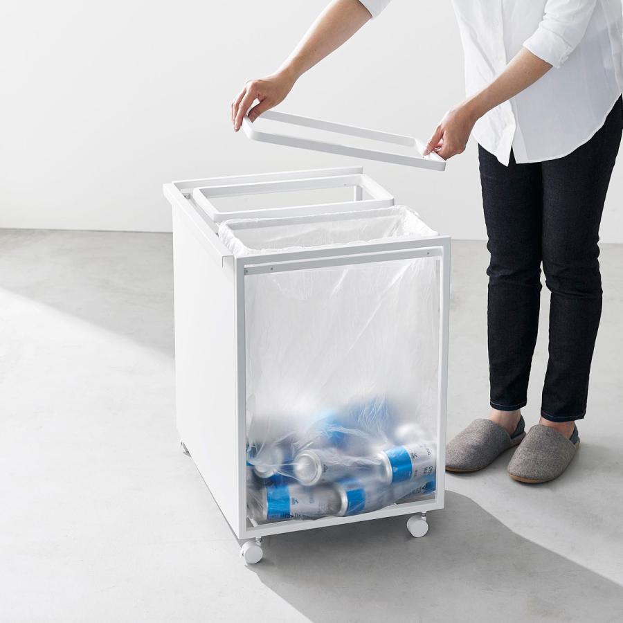 分別ゴミ箱 山崎実業 正規品 tower タワー 目隠し分別ダストワゴン 45L 2分別 分別ごみ箱 キッチンゴミ箱  ホワイト | tower | 05