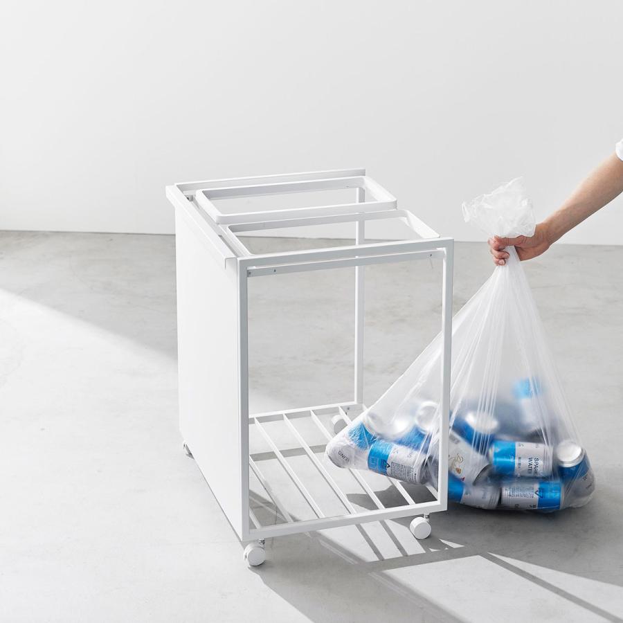 分別ゴミ箱 山崎実業 正規品 tower タワー 目隠し分別ダストワゴン 45L 2分別 分別ごみ箱 キッチンゴミ箱  ホワイト | tower | 06