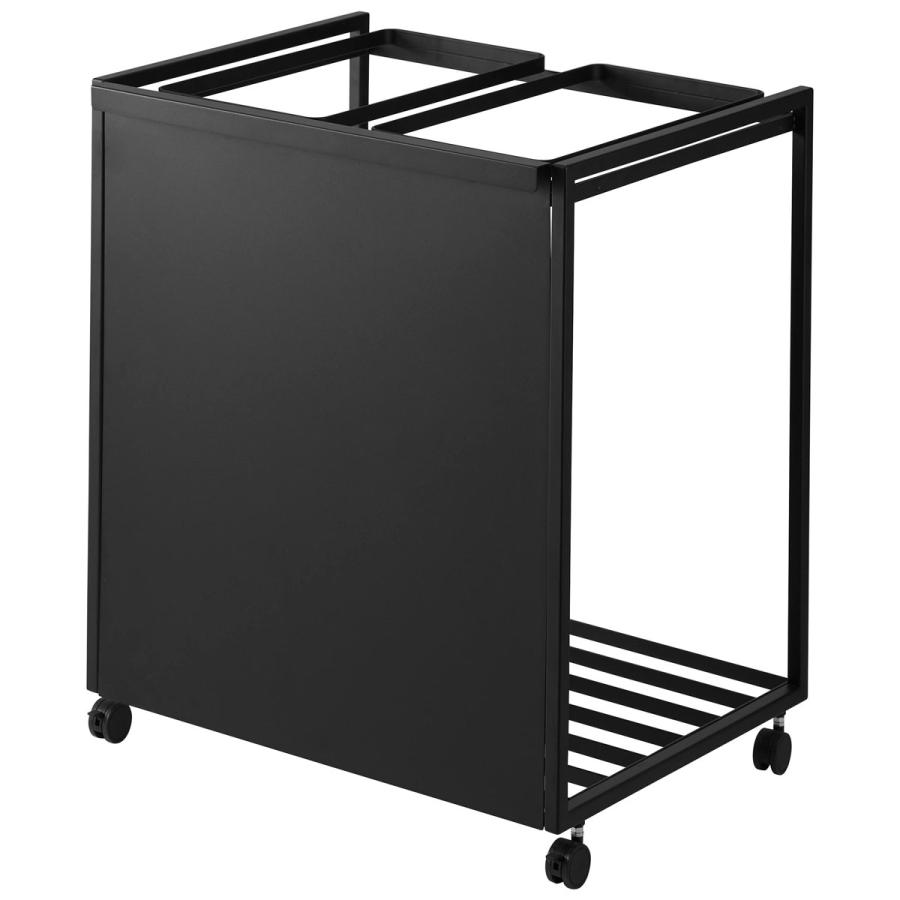 分別ゴミ箱 山崎実業 正規品 tower タワー 目隠し分別ダストワゴン 45L 2分別 分別ごみ箱 キッチンゴミ箱  ブラック | tower | 01