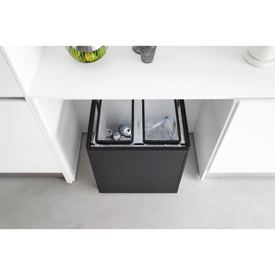 分別ゴミ箱 山崎実業 正規品 tower タワー 目隠し分別ダストワゴン 45L 2分別 分別ごみ箱 キッチンゴミ箱  ブラック | tower | 04