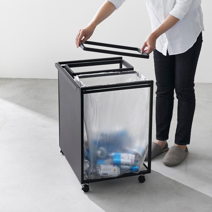 分別ゴミ箱 山崎実業 正規品 tower タワー 目隠し分別ダストワゴン 45L 2分別 分別ごみ箱 キッチンゴミ箱  ブラック | tower | 05