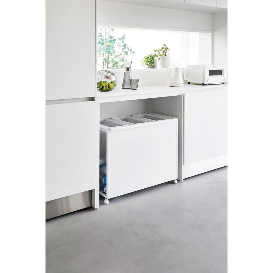 分別ゴミ箱 山崎実業 正規品 tower タワー 目隠し分別ダストワゴン 45L 3分別 分別ごみ箱 キッチンゴミ箱  ホワイト | tower | 02