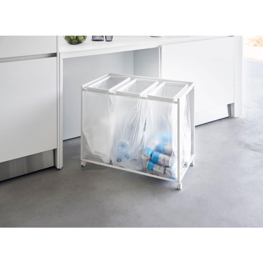 分別ゴミ箱 山崎実業 正規品 tower タワー 目隠し分別ダストワゴン 45L 3分別 分別ごみ箱 キッチンゴミ箱  ホワイト | tower | 04