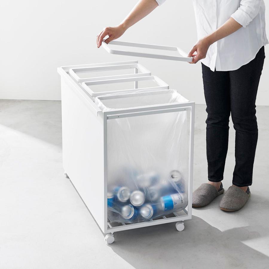 分別ゴミ箱 山崎実業 正規品 tower タワー 目隠し分別ダストワゴン 45L 3分別 分別ごみ箱 キッチンゴミ箱  ホワイト | tower | 05