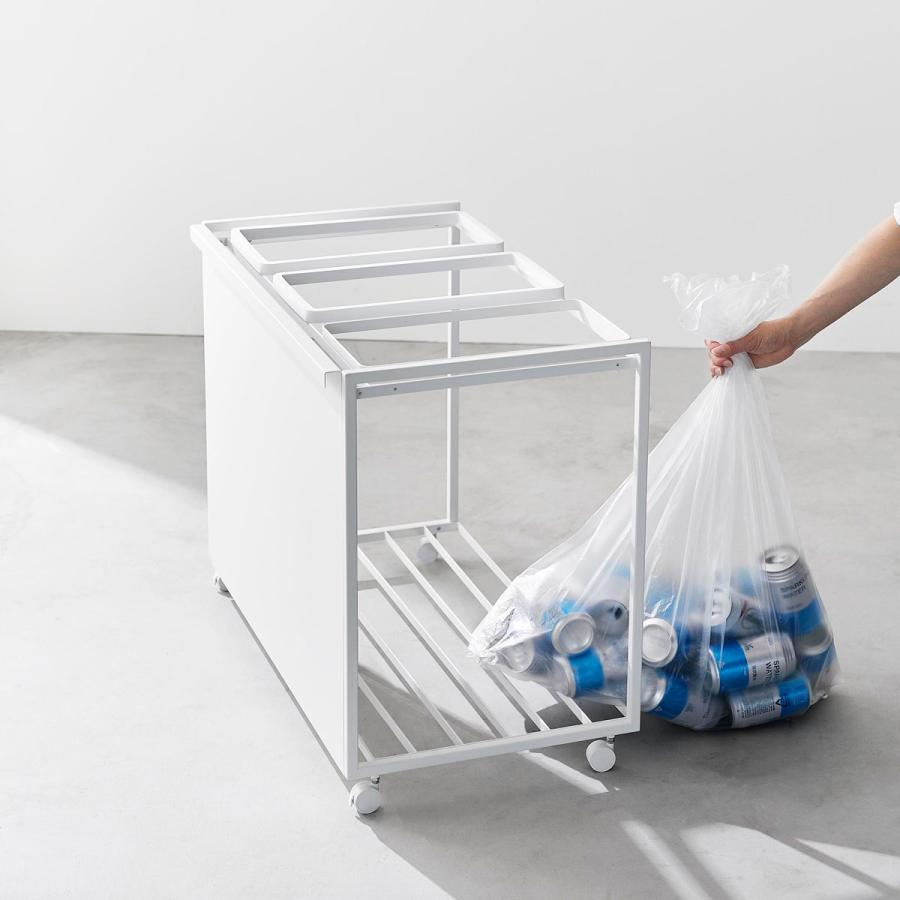 分別ゴミ箱 山崎実業 正規品 tower タワー 目隠し分別ダストワゴン 45L 3分別 分別ごみ箱 キッチンゴミ箱  ホワイト | tower | 06