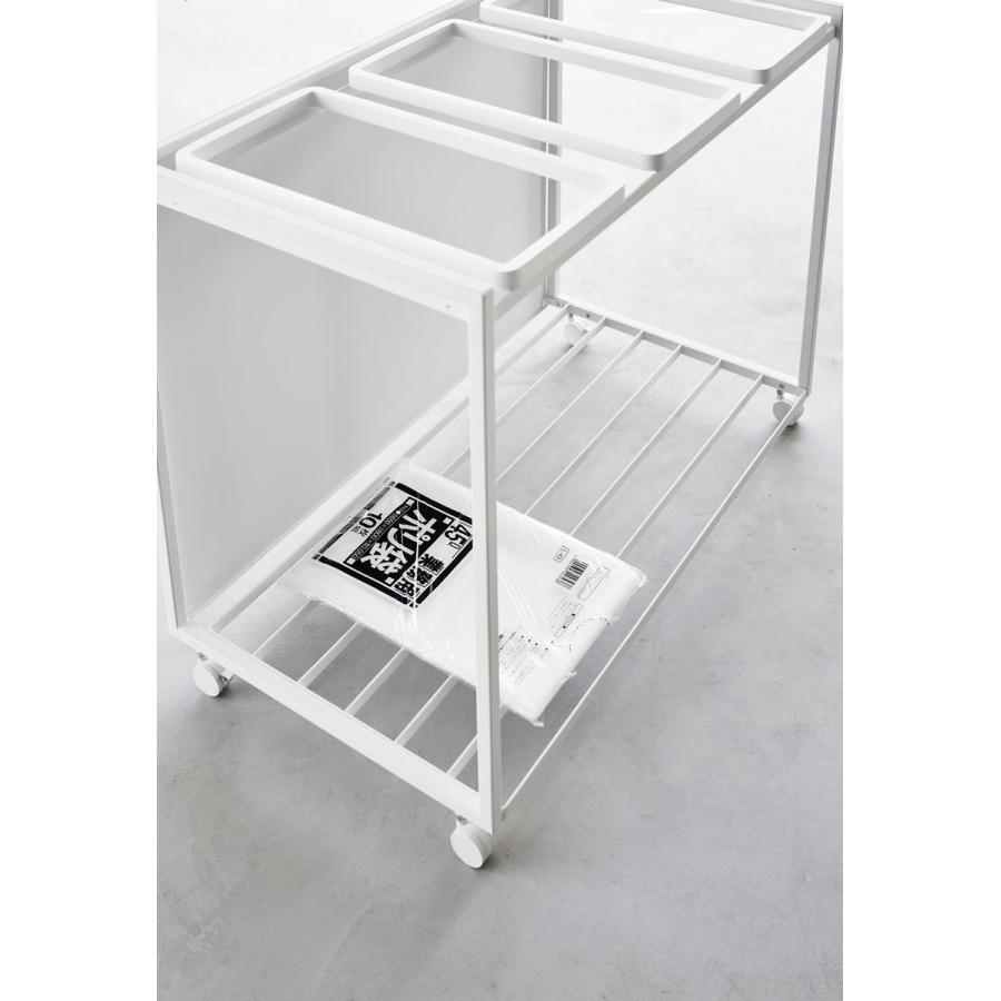 分別ゴミ箱 山崎実業 正規品 tower タワー 目隠し分別ダストワゴン 45L 3分別 分別ごみ箱 キッチンゴミ箱  ホワイト | tower | 07