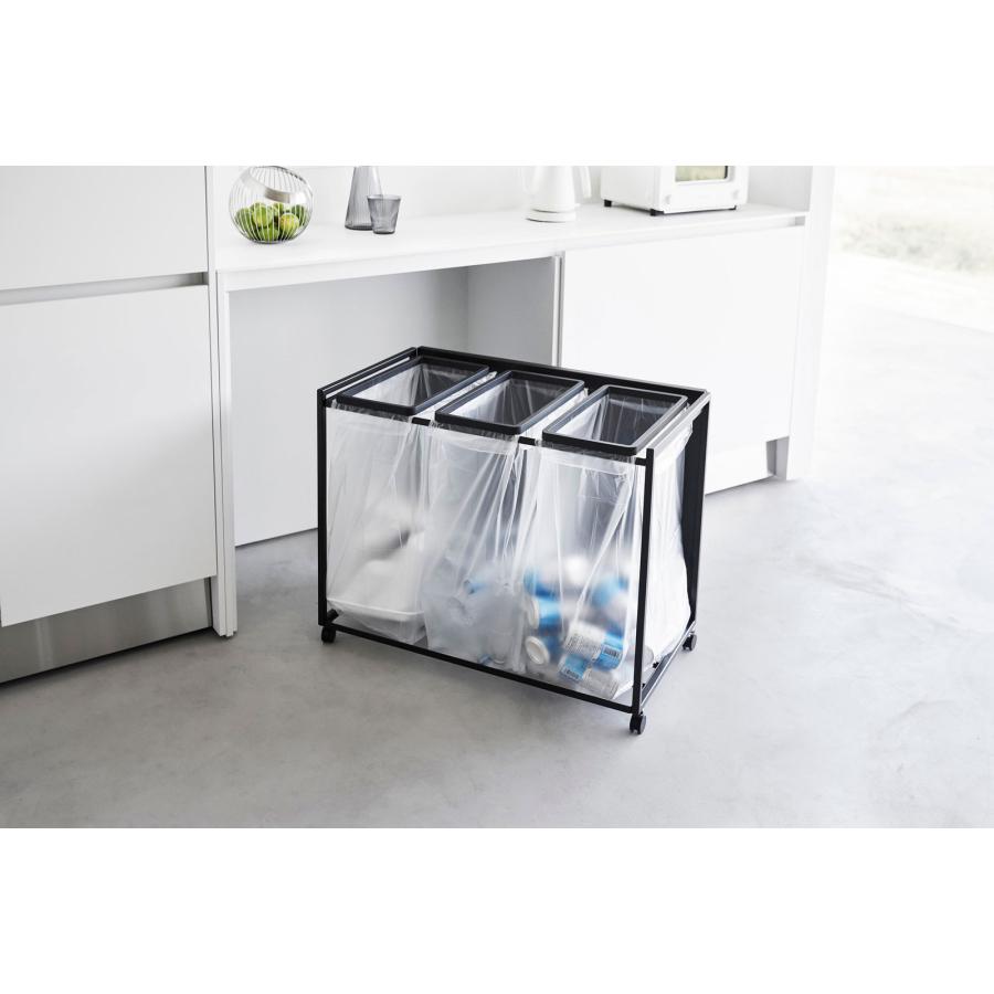 分別ゴミ箱 山崎実業 正規品 tower タワー 目隠し分別ダストワゴン 45L 3分別 分別ごみ箱 キッチンゴミ箱  ブラック | tower | 04