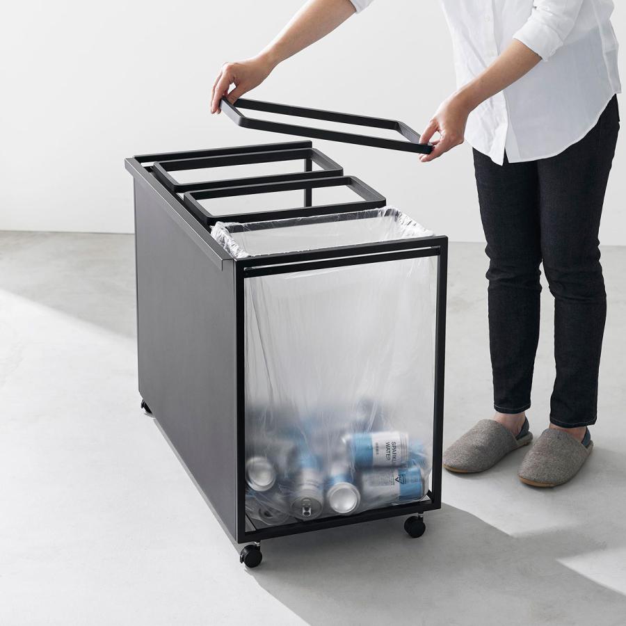 分別ゴミ箱 山崎実業 正規品 tower タワー 目隠し分別ダストワゴン 45L 3分別 分別ごみ箱 キッチンゴミ箱  ブラック | tower | 05