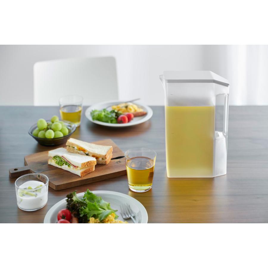 冷水筒 山崎実業 正規品 tower タワー ハンドル付きスリム冷水筒 2L 茶ポット 麦茶ポット  ホワイト | tower | 04