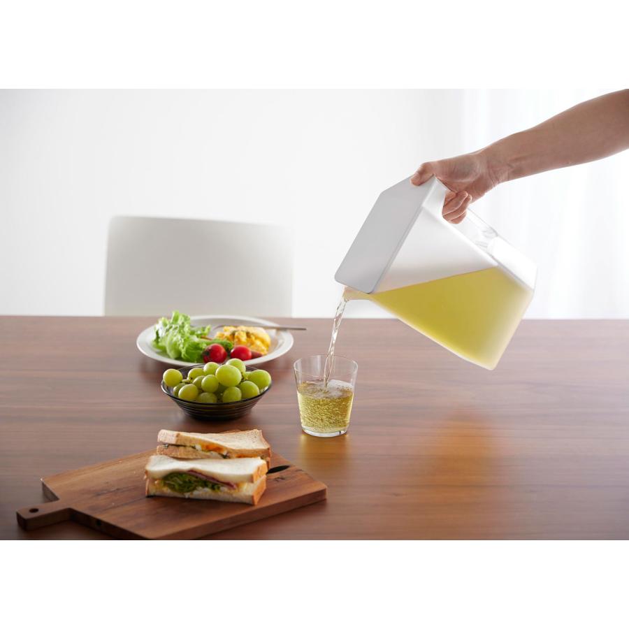 冷水筒 山崎実業 正規品 tower タワー ハンドル付きスリム冷水筒 2L 茶ポット 麦茶ポット  ホワイト | tower | 06