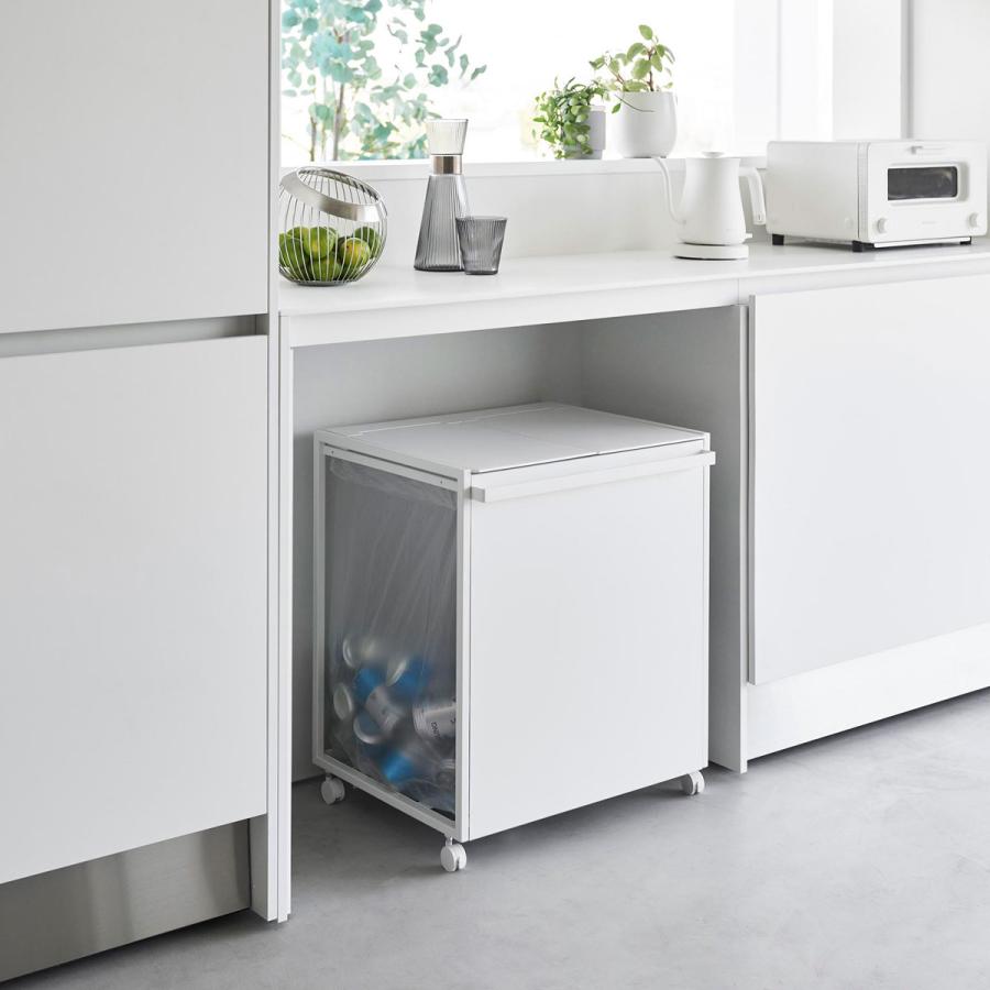 分別ゴミ箱 山崎実業 正規品 tower タワー 蓋付き目隠し分別ダストワゴン 45L 2分別 分別ごみ箱 キッチンゴミ箱  ホワイト | tower