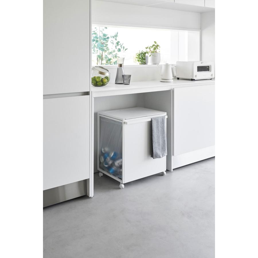 分別ゴミ箱 山崎実業 正規品 tower タワー 蓋付き目隠し分別ダストワゴン 45L 2分別 分別ごみ箱 キッチンゴミ箱  ホワイト | tower | 02