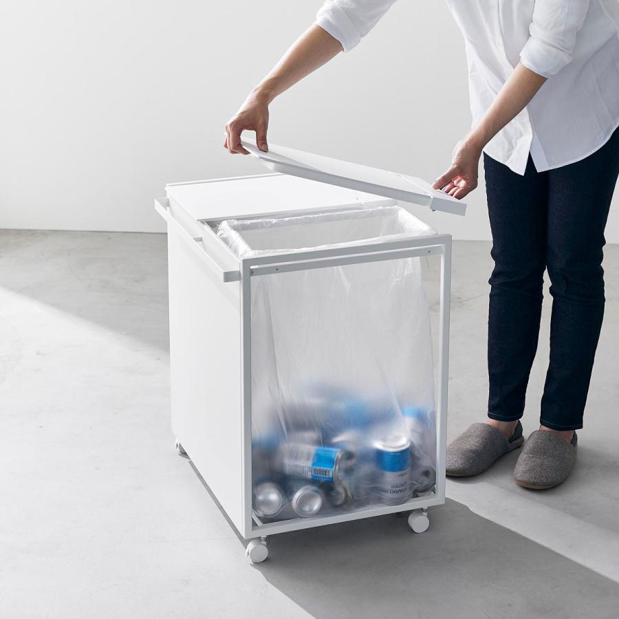 分別ゴミ箱 山崎実業 正規品 tower タワー 蓋付き目隠し分別ダストワゴン 45L 2分別 分別ごみ箱 キッチンゴミ箱  ホワイト | tower | 05