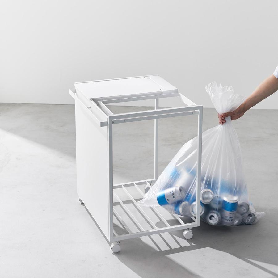 分別ゴミ箱 山崎実業 正規品 tower タワー 蓋付き目隠し分別ダストワゴン 45L 2分別 分別ごみ箱 キッチンゴミ箱  ホワイト | tower | 06