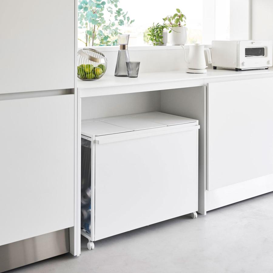 分別ゴミ箱 山崎実業 正規品 tower タワー 蓋付き目隠し分別ダストワゴン 45L 3分別 分別ごみ箱 キッチンゴミ箱  ホワイト | tower