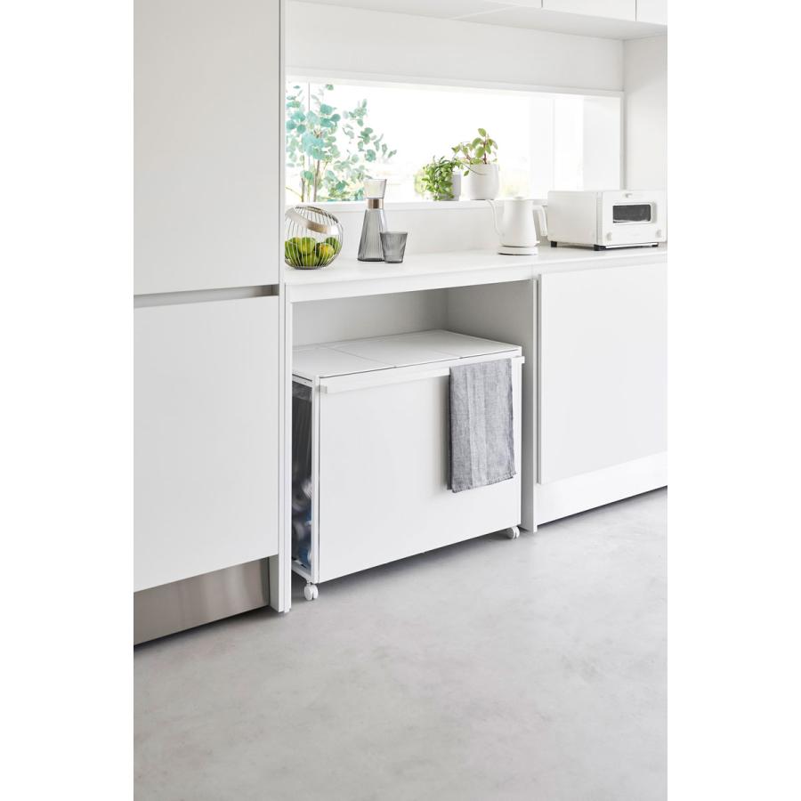 分別ゴミ箱 山崎実業 正規品 tower タワー 蓋付き目隠し分別ダストワゴン 45L 3分別 分別ごみ箱 キッチンゴミ箱  ホワイト | tower | 02