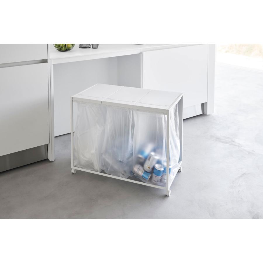 分別ゴミ箱 山崎実業 正規品 tower タワー 蓋付き目隠し分別ダストワゴン 45L 3分別 分別ごみ箱 キッチンゴミ箱  ホワイト | tower | 04