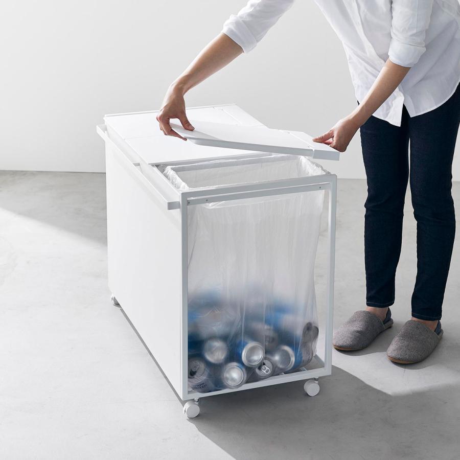 分別ゴミ箱 山崎実業 正規品 tower タワー 蓋付き目隠し分別ダストワゴン 45L 3分別 分別ごみ箱 キッチンゴミ箱  ホワイト | tower | 05