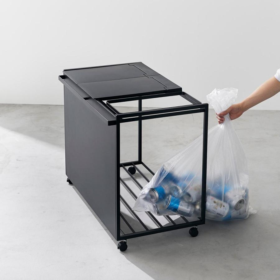 分別ゴミ箱 山崎実業 正規品 tower タワー 蓋付き目隠し分別ダストワゴン 45L 3分別 分別ごみ箱 キッチンゴミ箱  ブラック | tower | 06