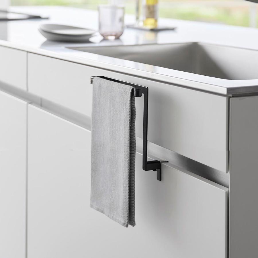 タオルハンガー 山崎実業 正規品 tower タワー キッチンシンク下収納扉タオルハンガー H15 タオルバー タオル掛け  ブラック | tower