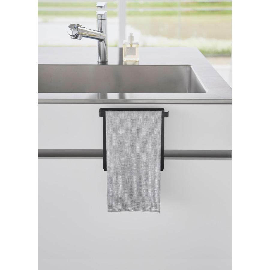 タオルハンガー 山崎実業 正規品 tower タワー キッチンシンク下収納扉タオルハンガー H15 タオルバー タオル掛け  ブラック | tower | 03