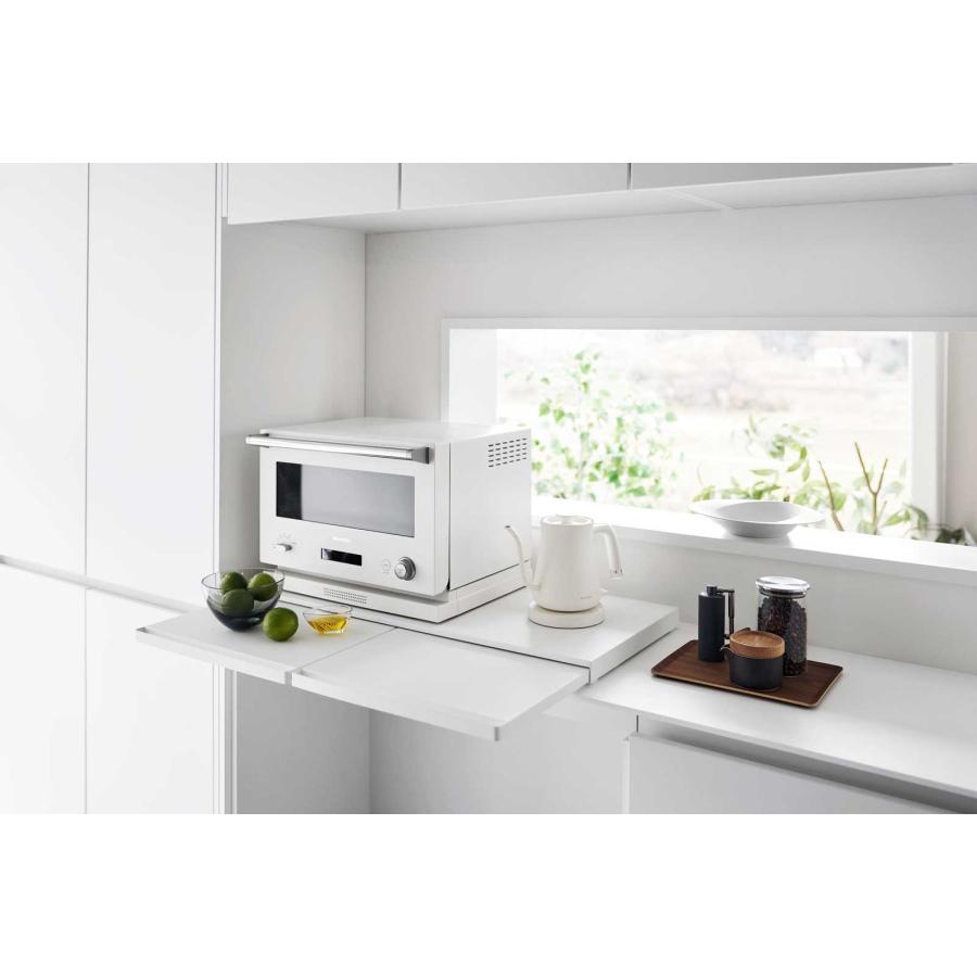 キッチンスライドテーブル 山崎実業 正規品 tower タワー キッチン家電下スライドテーブル W80 スライドテーブル 引き出し  ホワイト | tower | 02