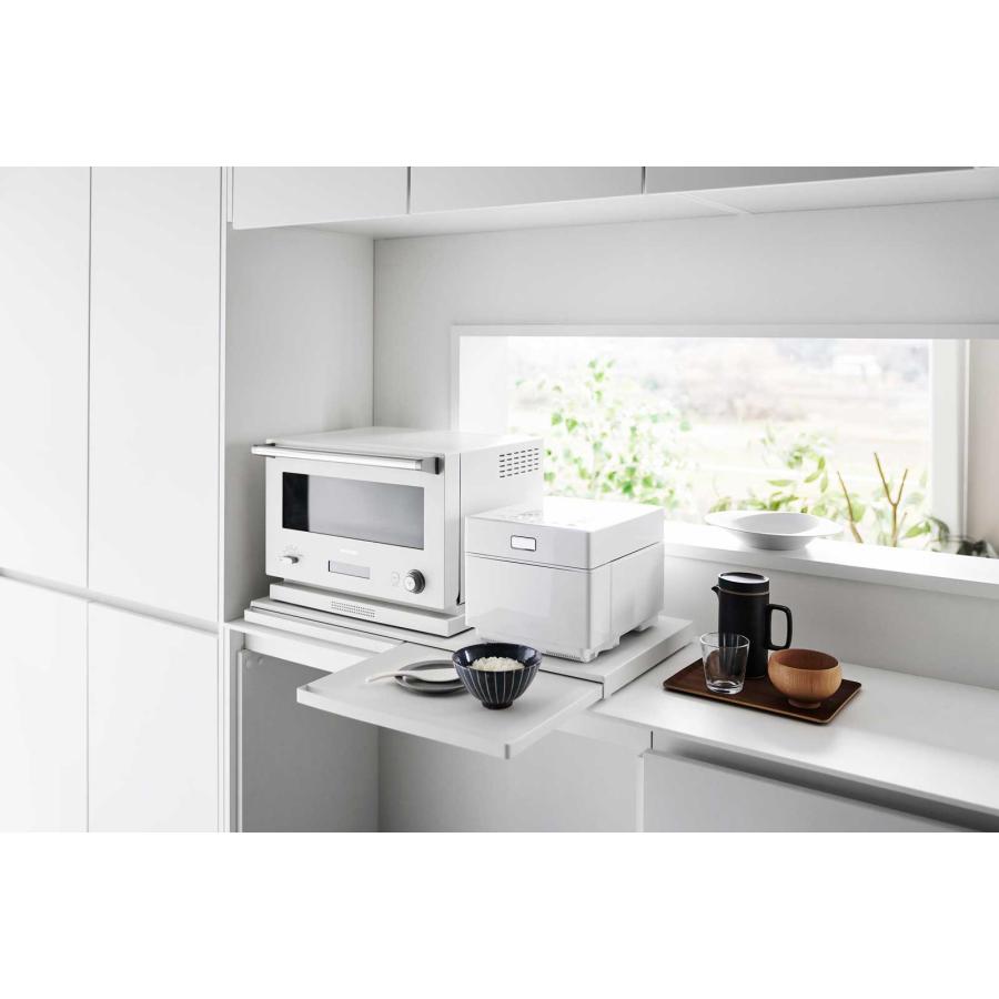 キッチンスライドテーブル 山崎実業 正規品 tower タワー キッチン家電下スライドテーブル W80 スライドテーブル 引き出し  ホワイト | tower | 04