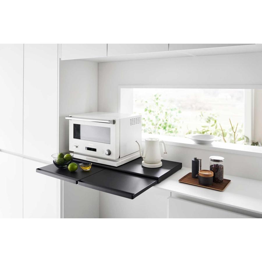 キッチンスライドテーブル 山崎実業 正規品 tower タワー キッチン家電下スライドテーブル W80 スライドテーブル 引き出し  ブラック | tower | 02