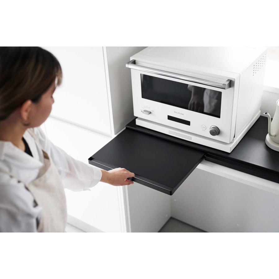 キッチンスライドテーブル 山崎実業 正規品 tower タワー キッチン家電下スライドテーブル W80 スライドテーブル 引き出し  ブラック | tower | 03