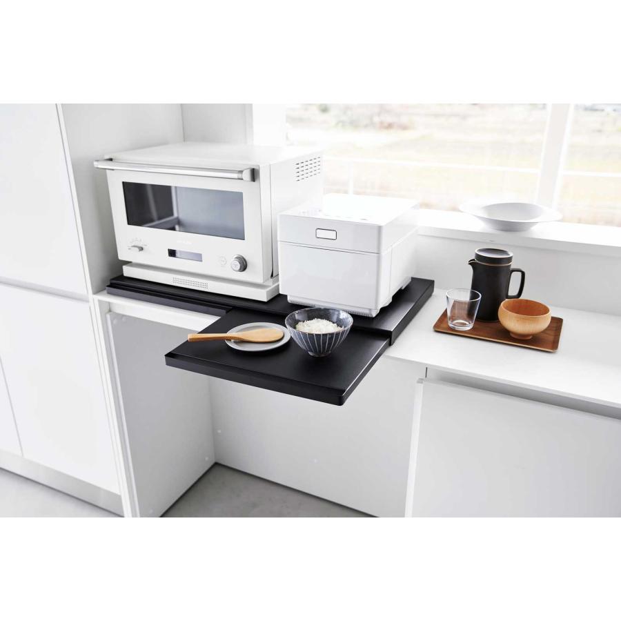 キッチンスライドテーブル 山崎実業 正規品 tower タワー キッチン家電下スライドテーブル W80 スライドテーブル 引き出し  ブラック | tower | 06