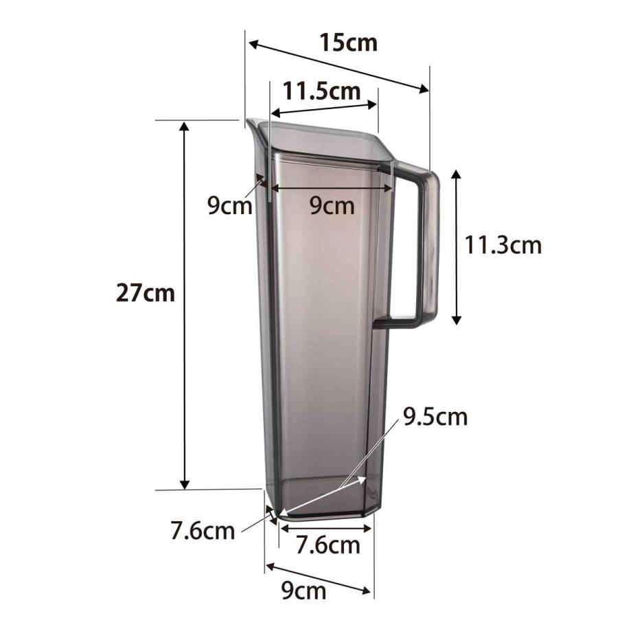 冷水筒 山崎実業 正規品 tower タワー ハンドル付き冷水筒 1.2L 茶ポット 麦茶ポット  ブラック | tower | 08