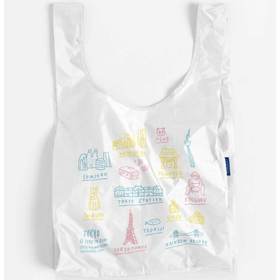 エコバッグ バグー 正規品 BAGGU バグゥ 2024新作秋 スタンダードバグゥ ZPZ TOKYO MAP 折りたたみ 収納コンパクト STANDARD BAGGU ホワイト | BAGGU