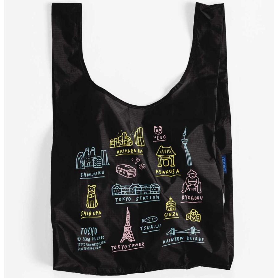 エコバッグ バグー 正規品 BAGGU バグゥ 2024新作秋 スタンダードバグゥ ZPZ TOKYO MAP 折りたたみ 収納コンパクト STANDARD BAGGU ブラック | BAGGU