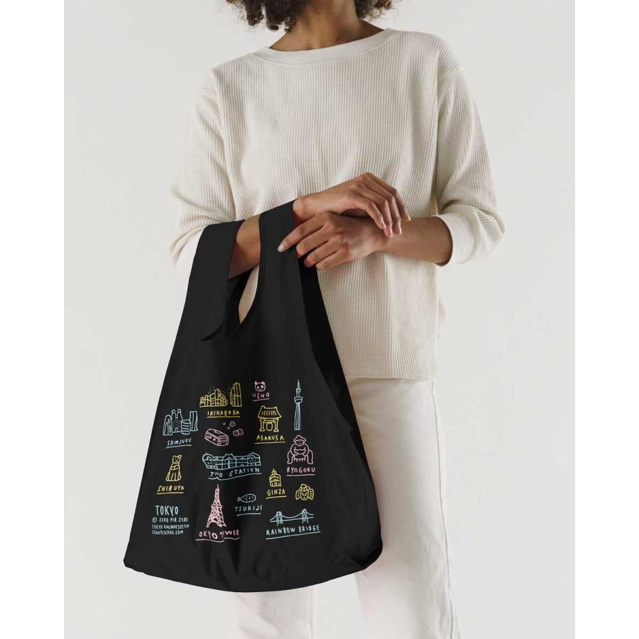 エコバッグ バグー 正規品 BAGGU バグゥ 2024新作秋 スタンダードバグゥ ZPZ TOKYO MAP 折りたたみ 収納コンパクト STANDARD BAGGU ブラック | BAGGU | 01
