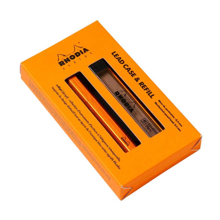 シャー芯ケース 正規品 RHODIA ロディア スクリプト リードケース ＆ レフィル 芯ケース scRipt LEAD CASE & REFILL オレンジ | RHODIA | 01