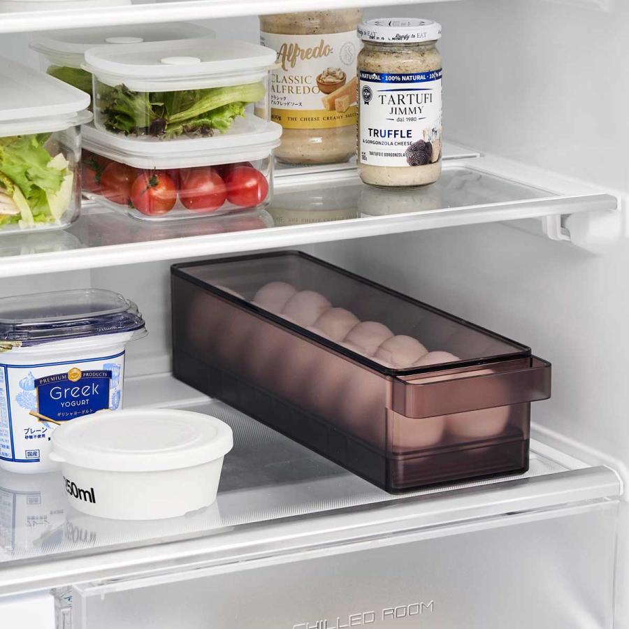 冷蔵庫収納ケース 山崎実業 正規品 tower タワー 冷蔵庫中蓋付き卵ケース 冷蔵庫用収納ケース  1482 ブラック | tower