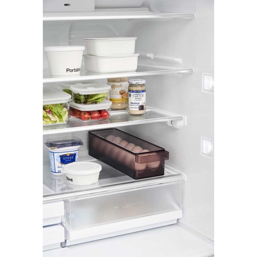 冷蔵庫収納ケース 山崎実業 正規品 tower タワー 冷蔵庫中蓋付き卵ケース 冷蔵庫用収納ケース  1482 ブラック | tower | 02