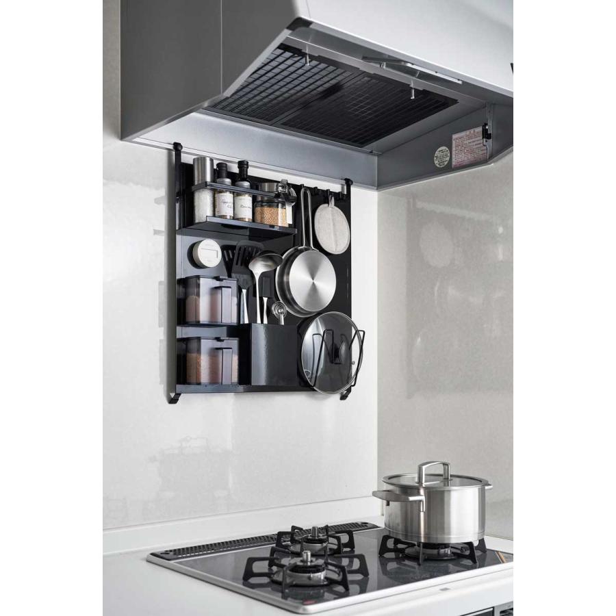 キッチン収納 山崎実業 正規品 tower タワー レンジフードスチールパネル 収納フック  1736 ブラック | tower | 02