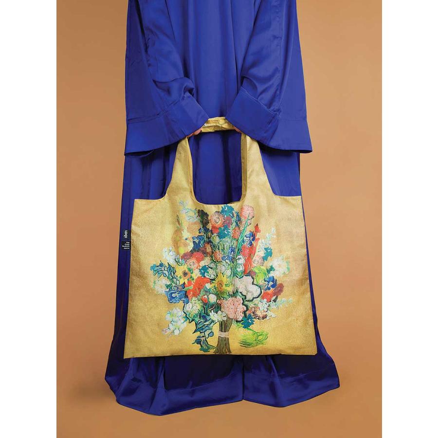 エコバッグ ローキー LOQI 正規品 Recycled Bag 折りたたみ ゴッホ美術館50周年記念 ヴィンセント・ヴァン・ゴッホ/花束 フラワーパターン ゴールド |  | 03