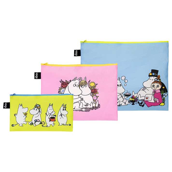 ポーチセット ローキー LOQI 正規品 Zip Pockets Recycled ジッパーポーチ リサイクル ジップポケット 3点セット MOOMIN/TOGETHER ムーミン/トゥゲザー | 