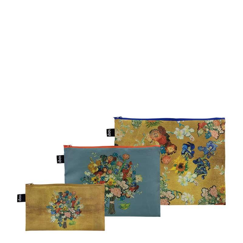 ポーチセット LOQI Zip Pockets Recycled ローキー ジップポケット 3点セット ゴッホ美術館50周年記念 ヴィンセント・ヴァン・ゴッホ/ブーケ フラワーパターン |  | 02