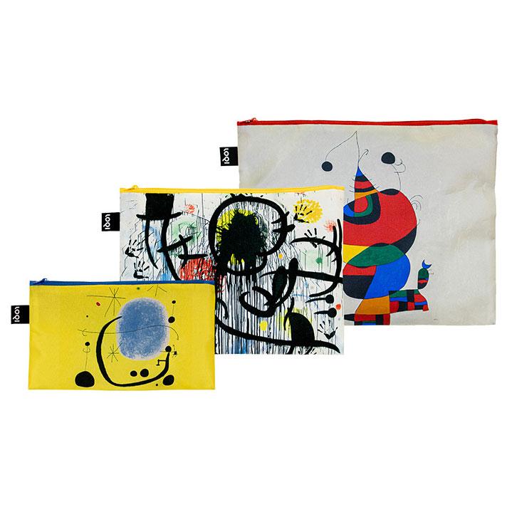 ポーチセット ローキー LOQI 正規品 Zip Pockets Recycled ジッパーポーチ ジップポケット 3点セット MUSEUM Collection ジョアン・ミロ | 